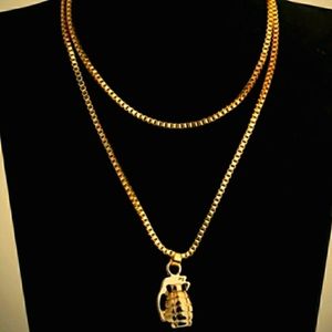 18k Gold Grenade Chain Necklace